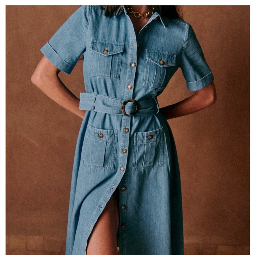 Sezane Raquel Dress Baby Blue - Size 44